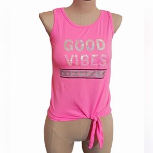 NWOT Btween Hot Pink Good Vibes Tie bottom Tank Top Sz 10 (Girls)